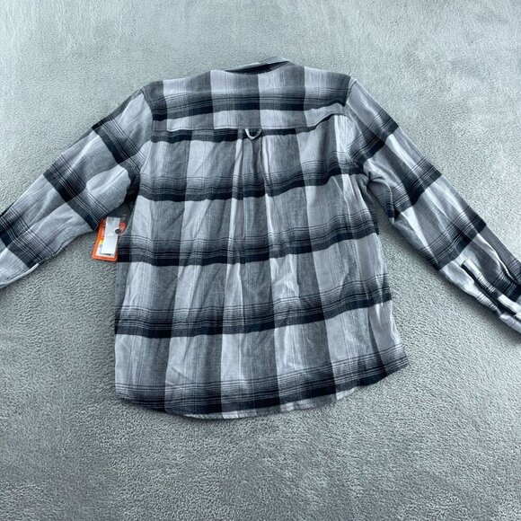 Bass Outdoor Heather Grey Stretch Flannel Shirt M Long Sleeve Button-Up NWT 4741 - Picture 2 of 9